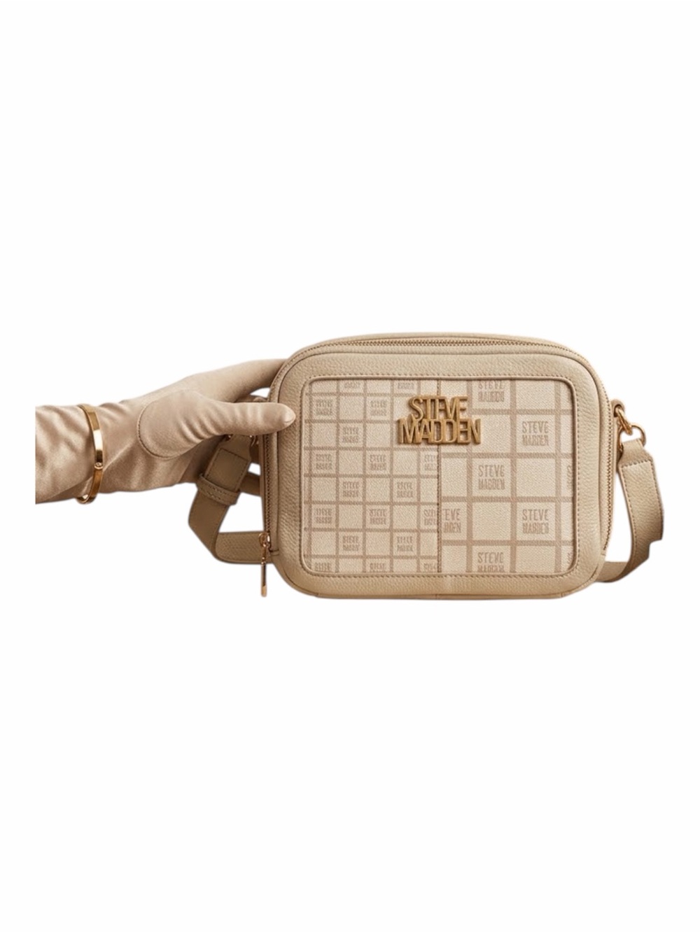 Steve Madden Neutral Beige Logo Crossbody Bag